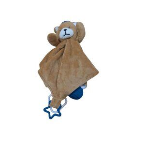 Modern Baby Tan Plush Bear Security Blanket 12" Soft Comforter With Star & Heart